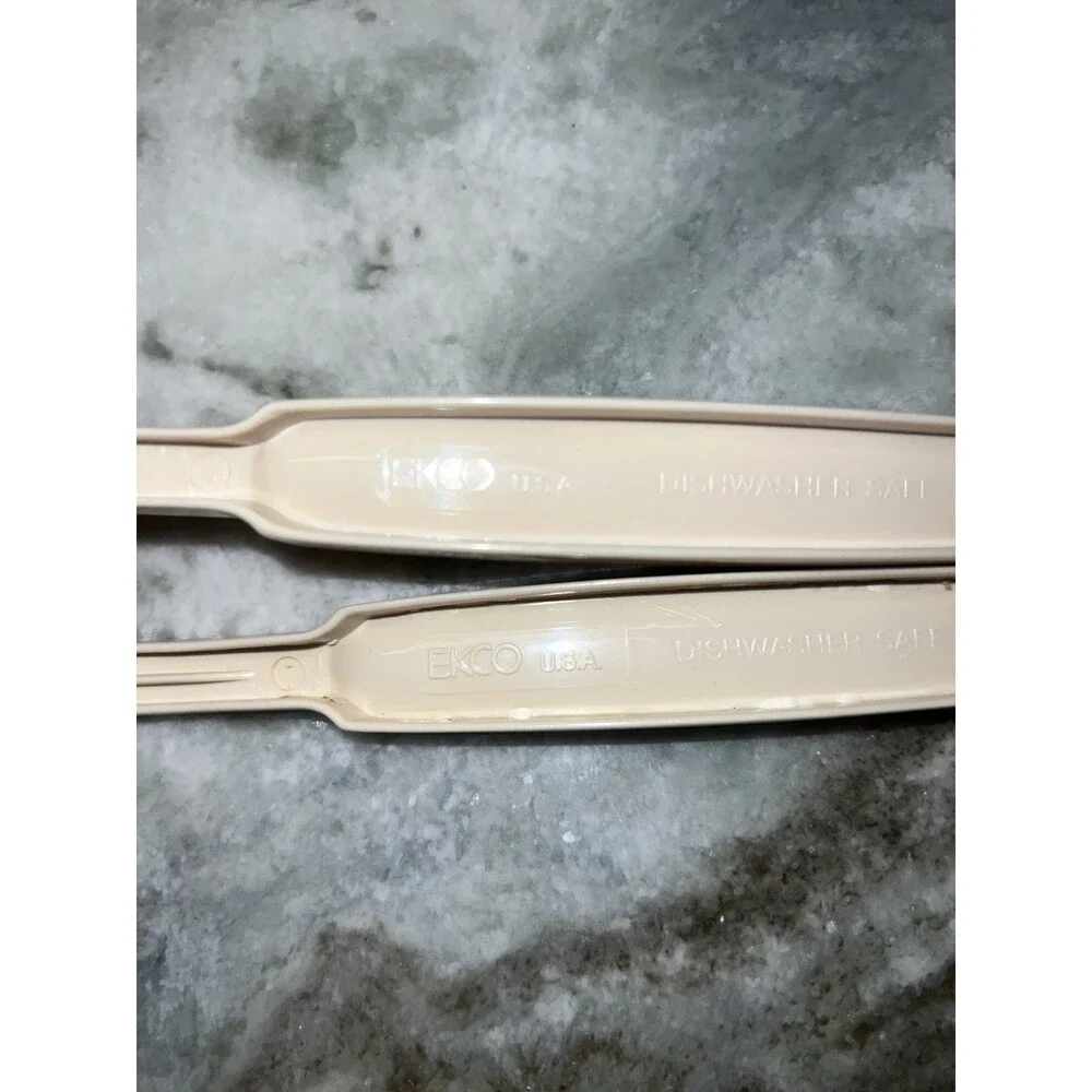 Vintage EKCO Pasta Fork Slotted Spoon 11” Beige Nylon  & Bonus Meat Fork Utensil
